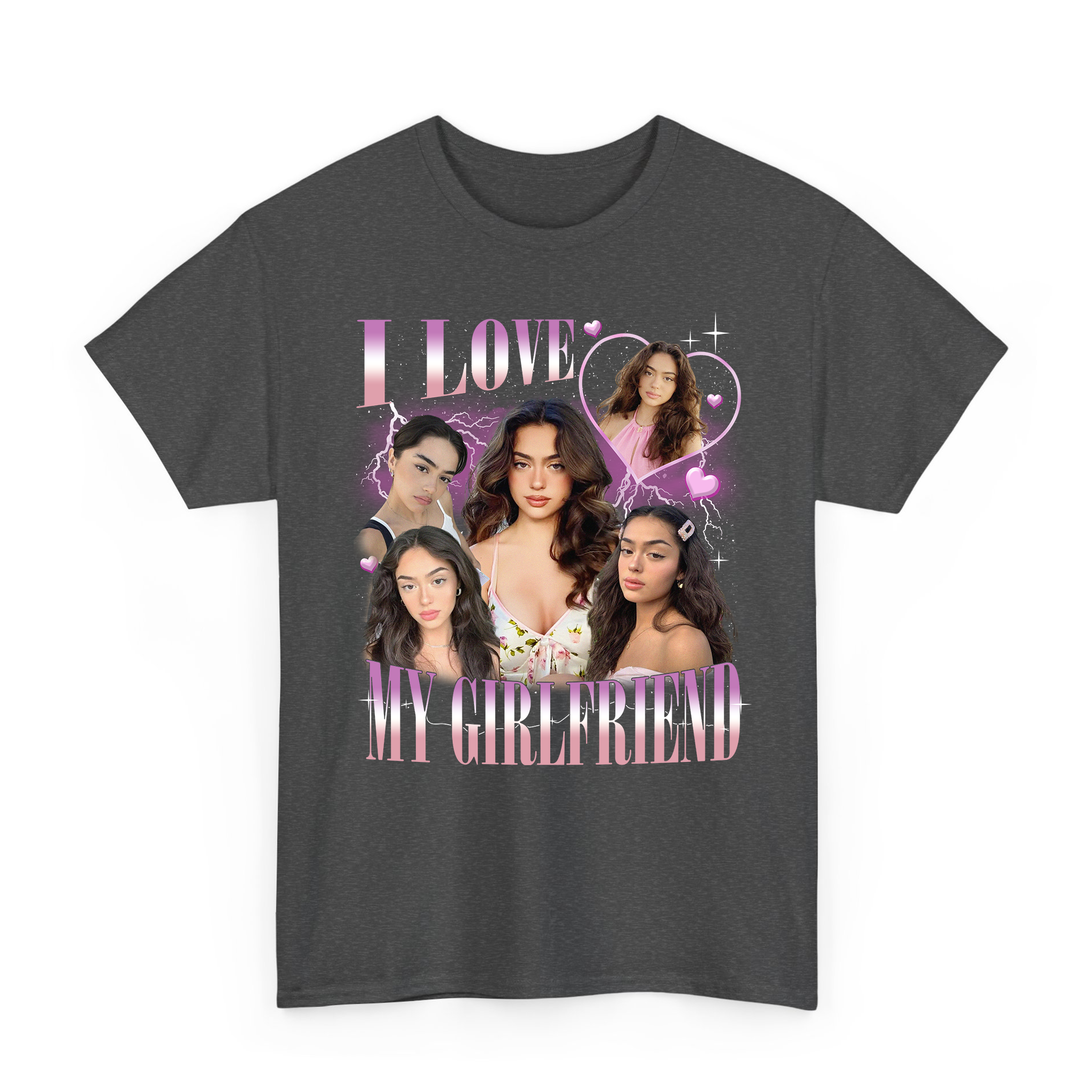 I Love My Girlfriend Custom Photo Bootleg T-shirt for Valentine