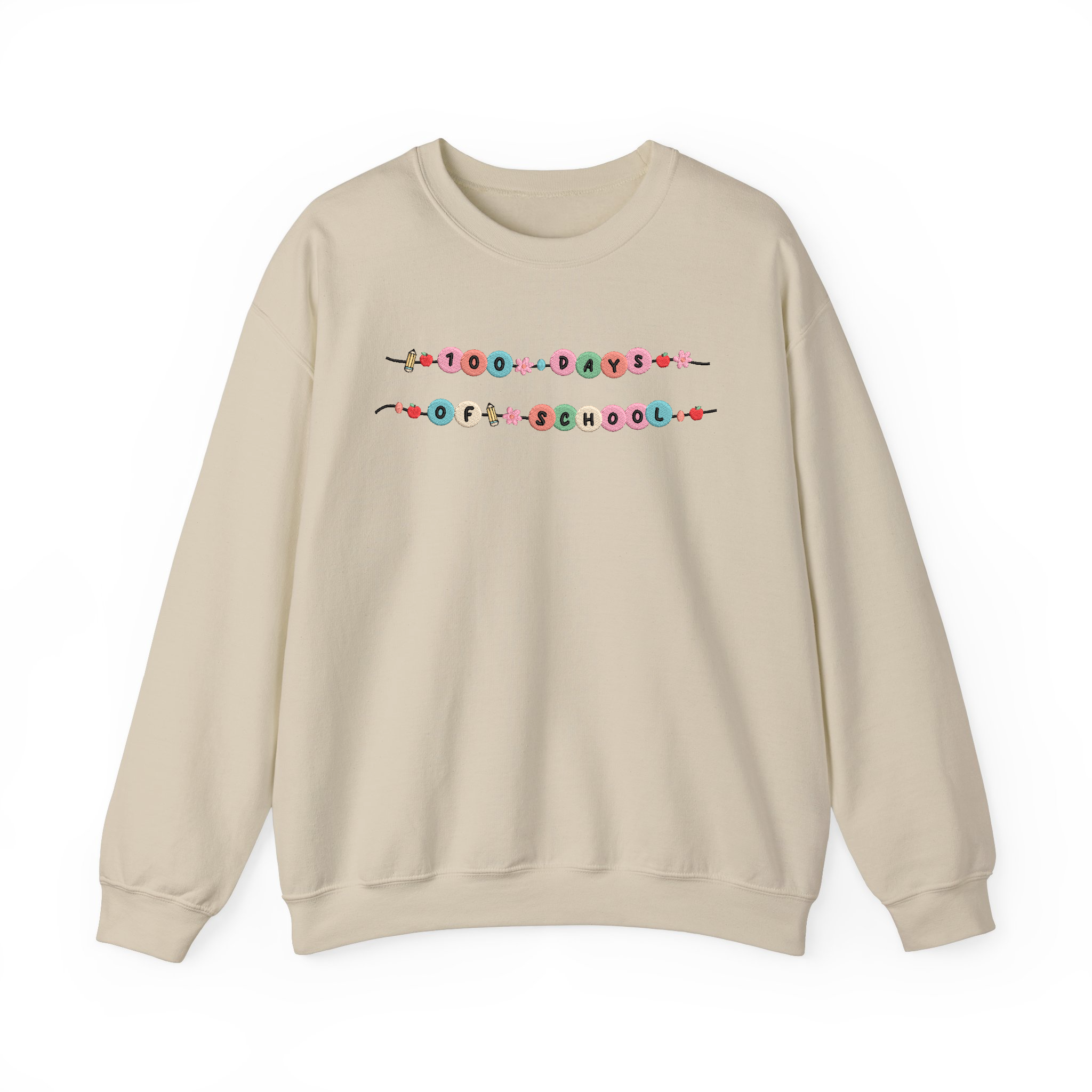 Embroidered 100 Days Of School Bracelet Sweatshirt Gift For Teacher