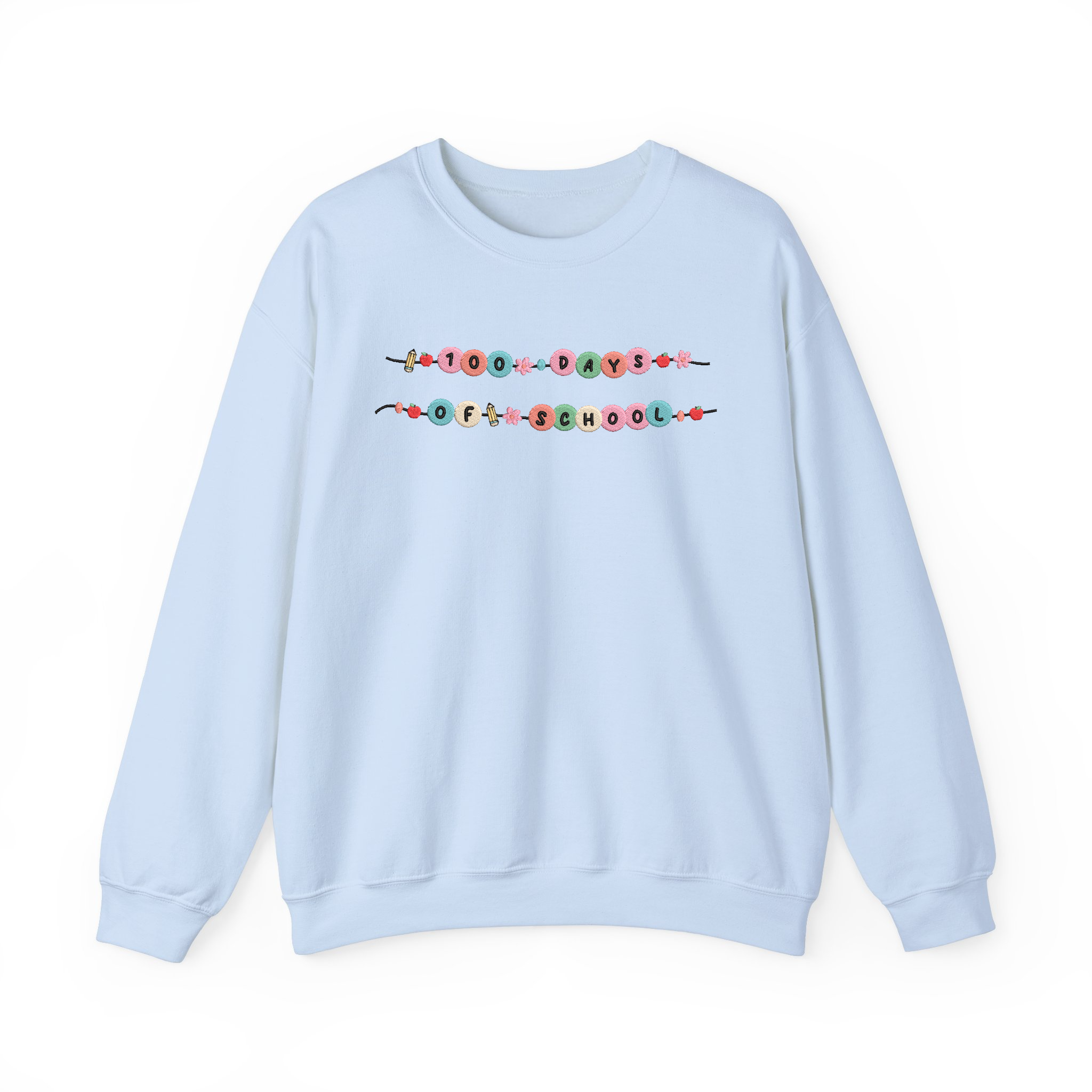 Embroidered 100 Days Of School Bracelet Sweatshirt Gift For Teacher