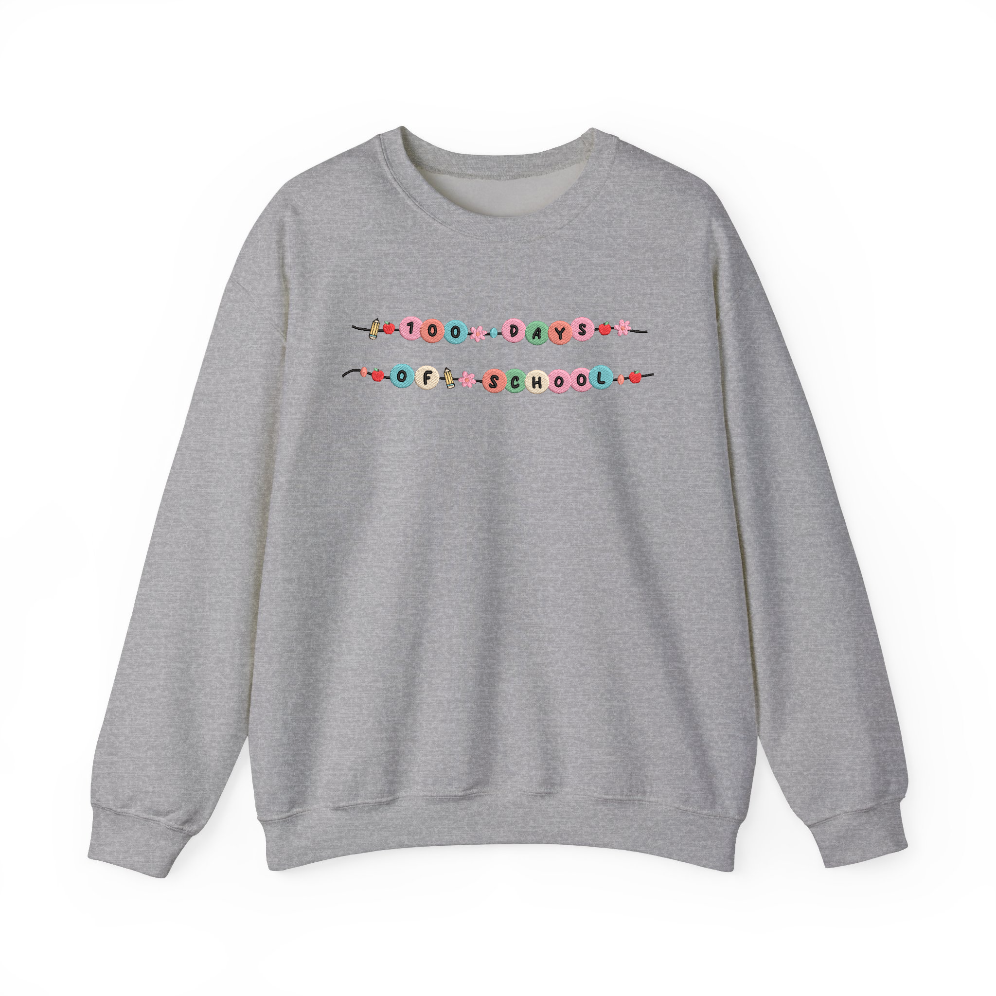 Embroidered 100 Days Of School Bracelet Sweatshirt Gift For Teacher