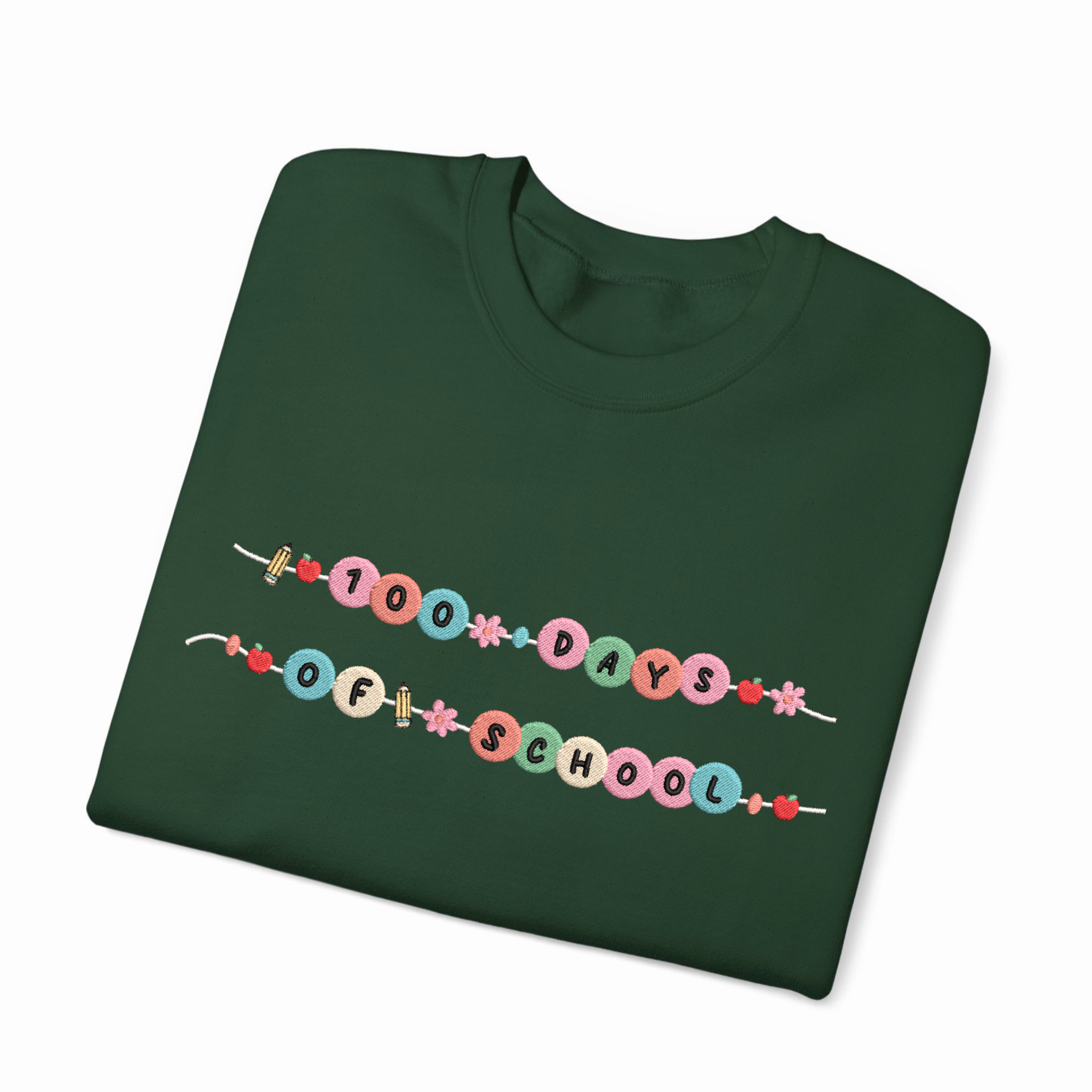 Embroidered 100 Days Of School Bracelet Sweatshirt Gift For Teacher