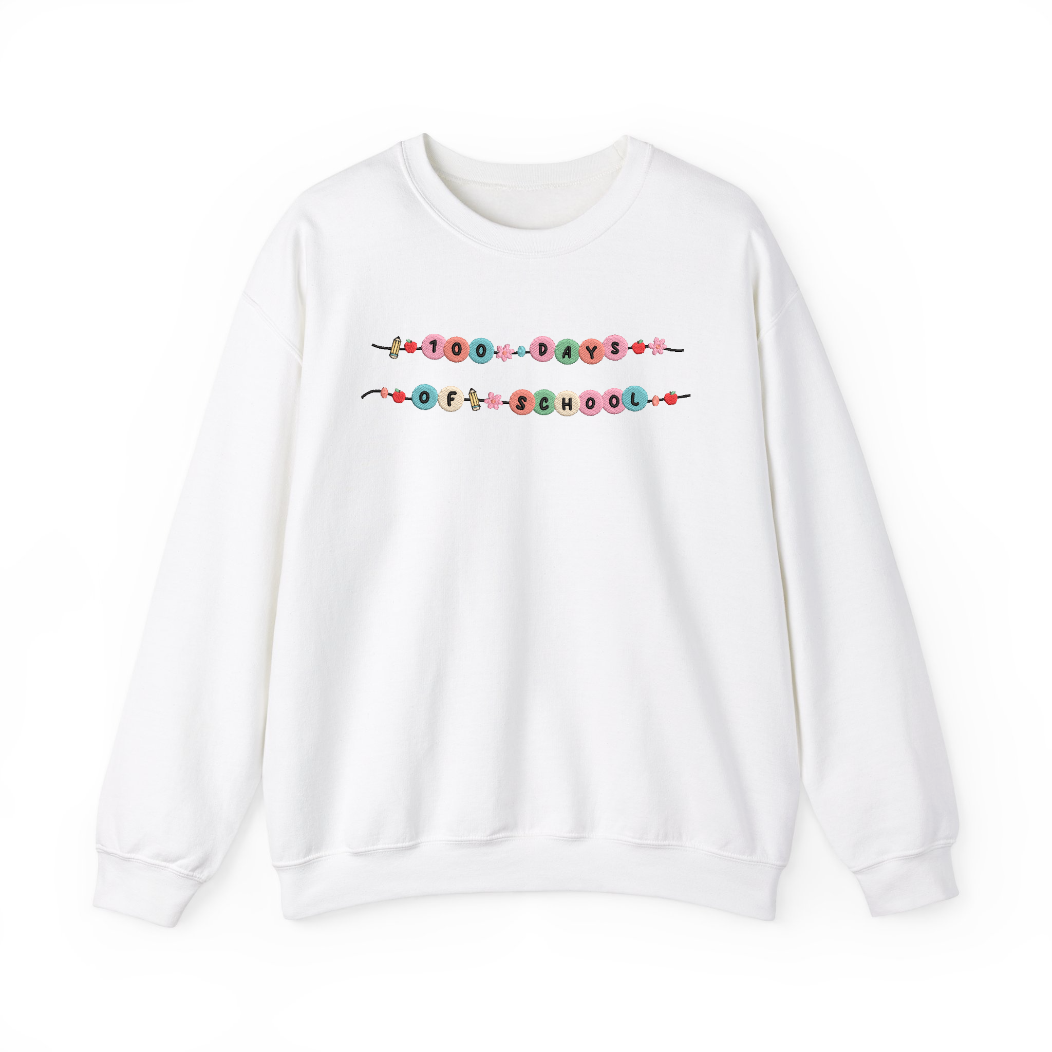 Embroidered 100 Days Of School Bracelet Sweatshirt Gift For Teacher