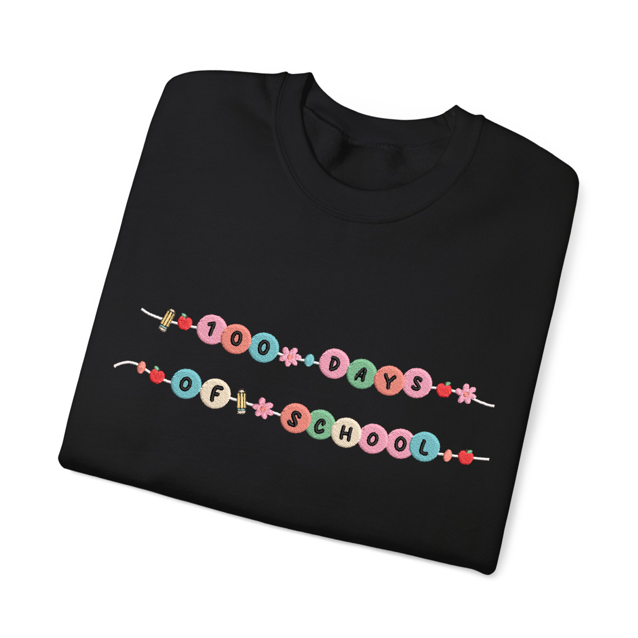 Embroidered 100 Days Of School Bracelet Sweatshirt Gift For Teacher