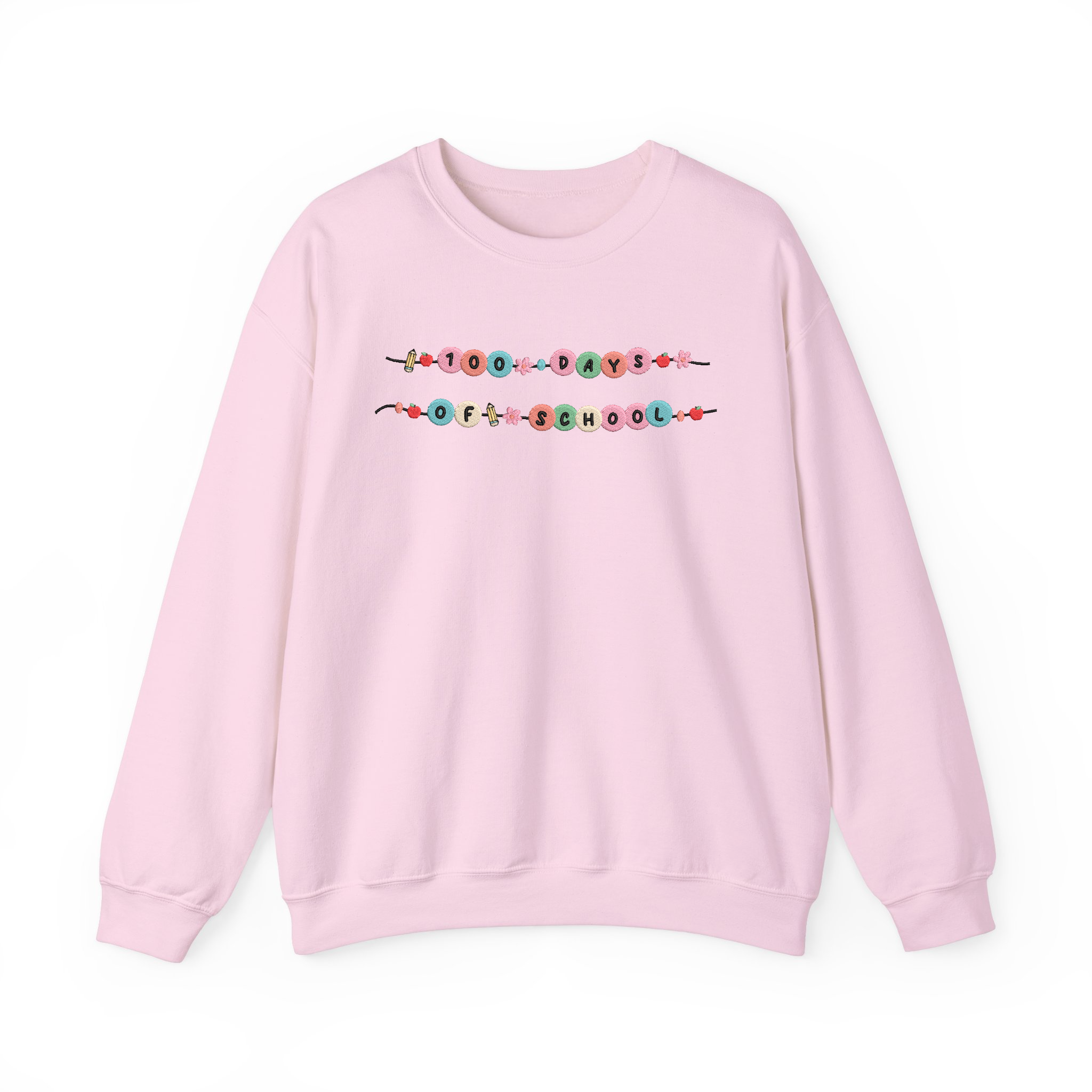 Embroidered 100 Days Of School Bracelet Sweatshirt Gift For Teacher