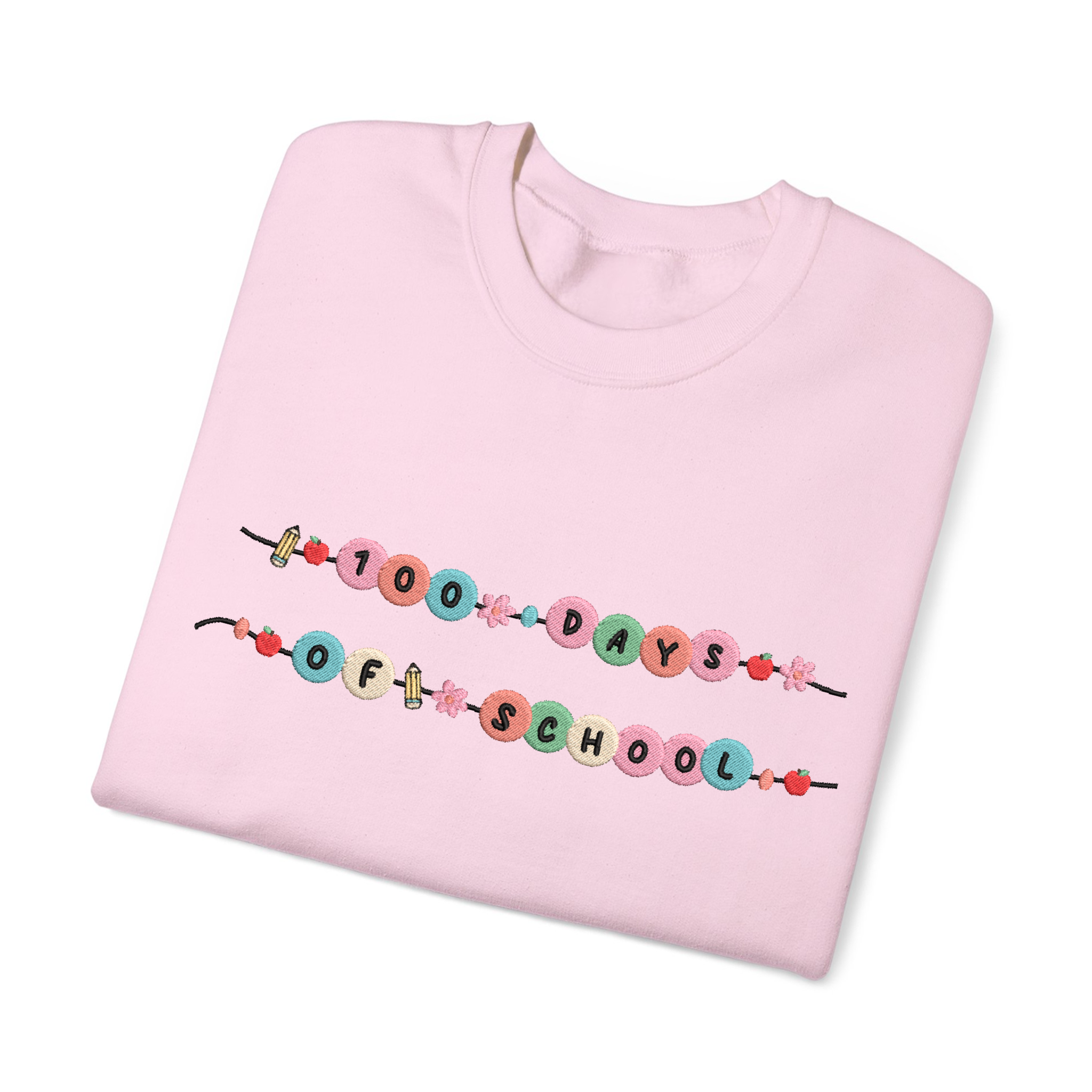 Embroidered 100 Days Of School Bracelet Sweatshirt Gift For Teacher