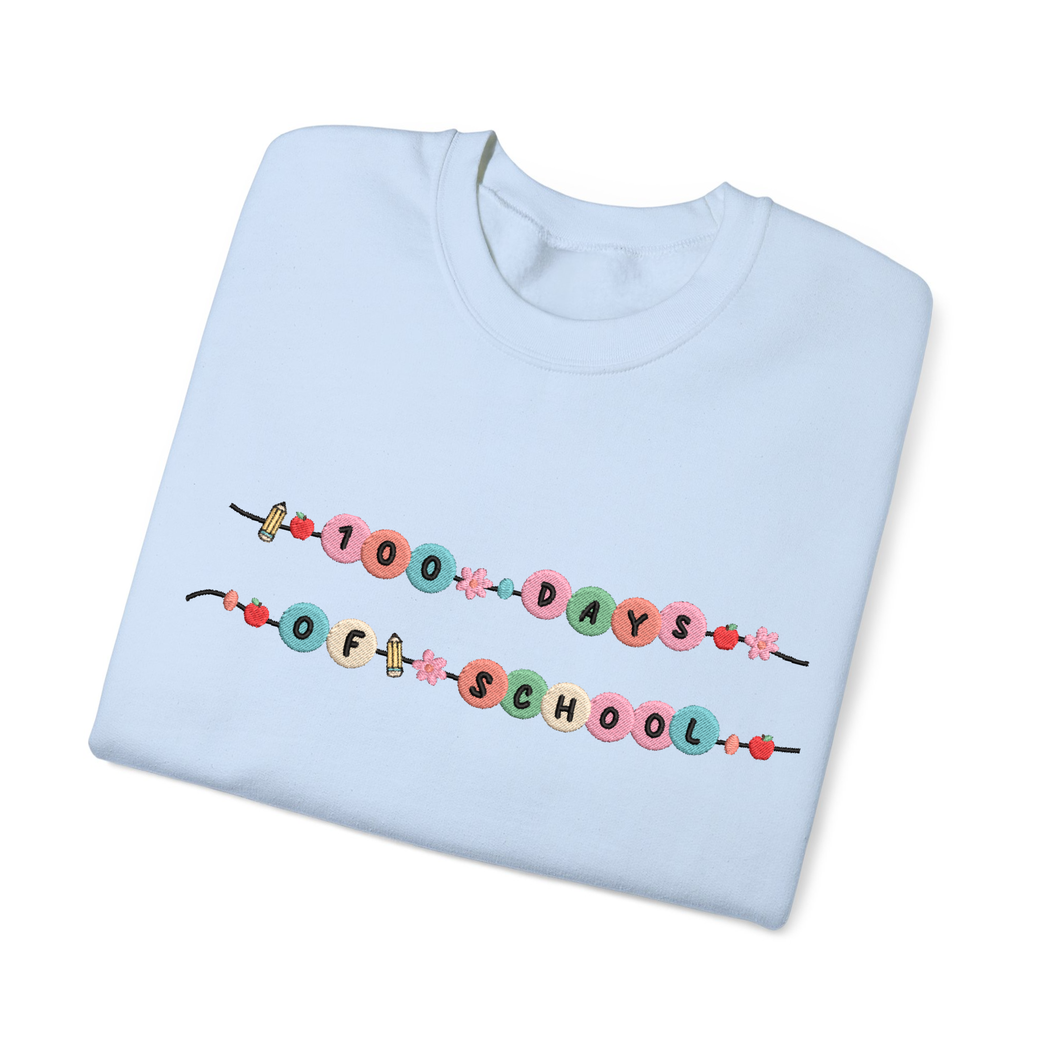 Embroidered 100 Days Of School Bracelet Sweatshirt Gift For Teacher