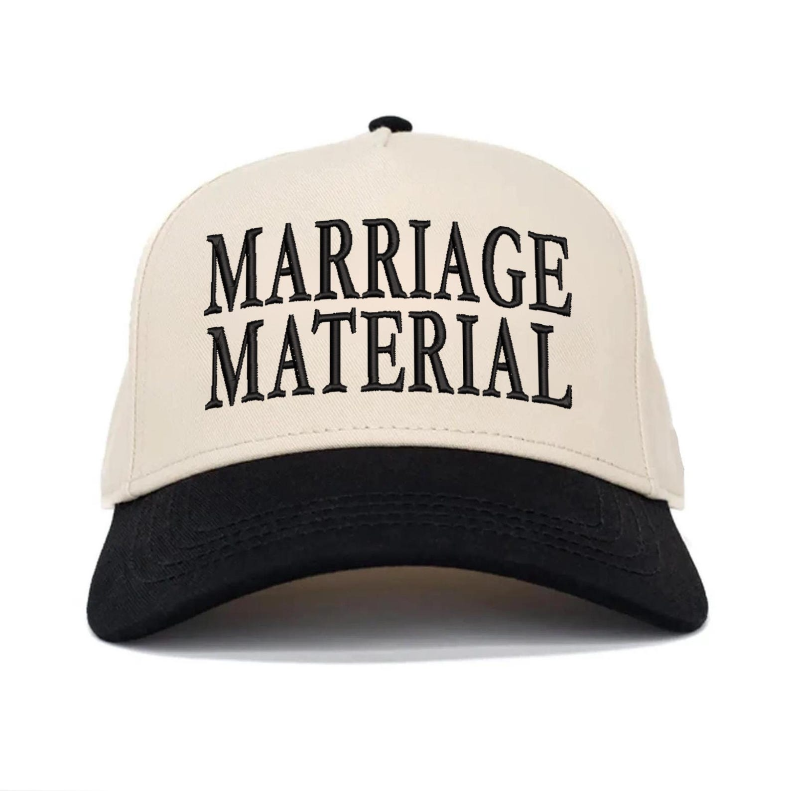 Embroidered Marriage Material Custom Date Two Tone Hat, Wedding Gift