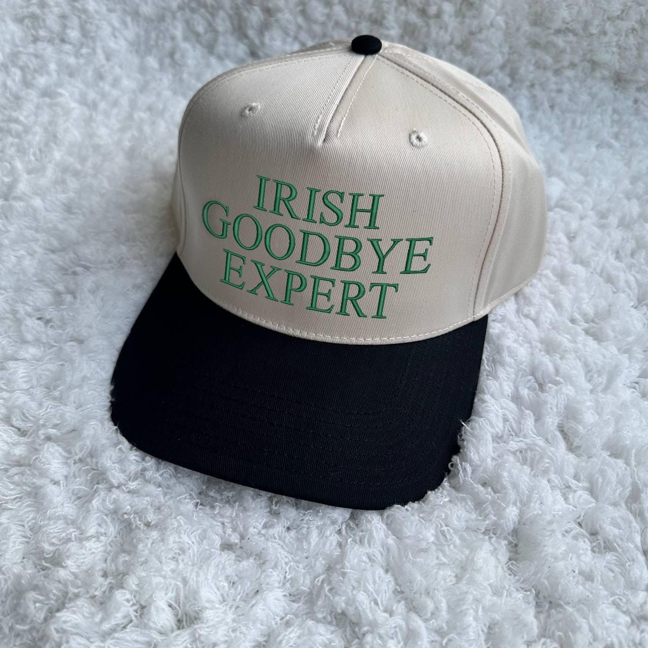 Embroidered Irish Goodbye Expert Natural Two Tone Baseball Hat