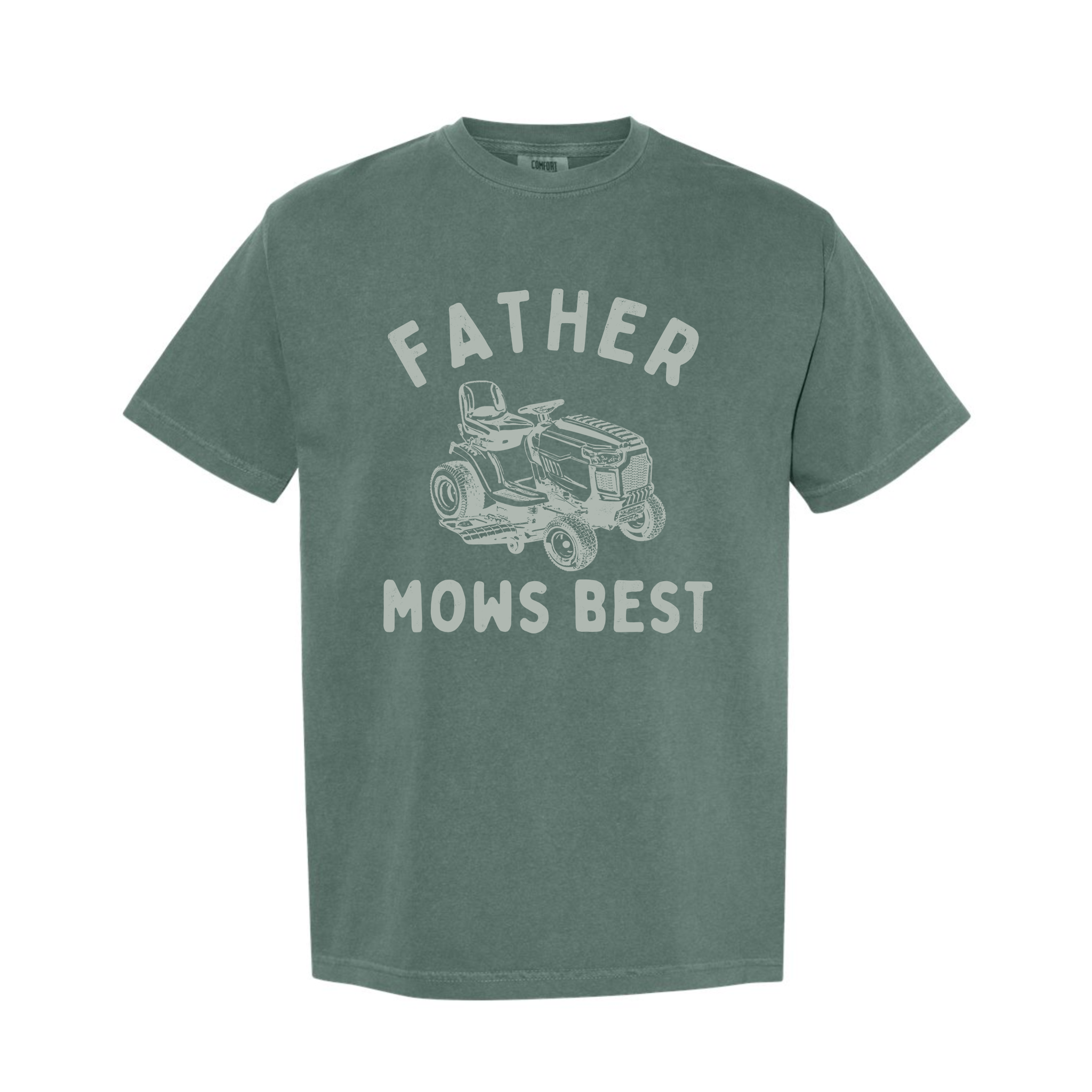 Father Mows Best Comfort Color T-Shirt, Funny Lawn Mowing Dad Shirt