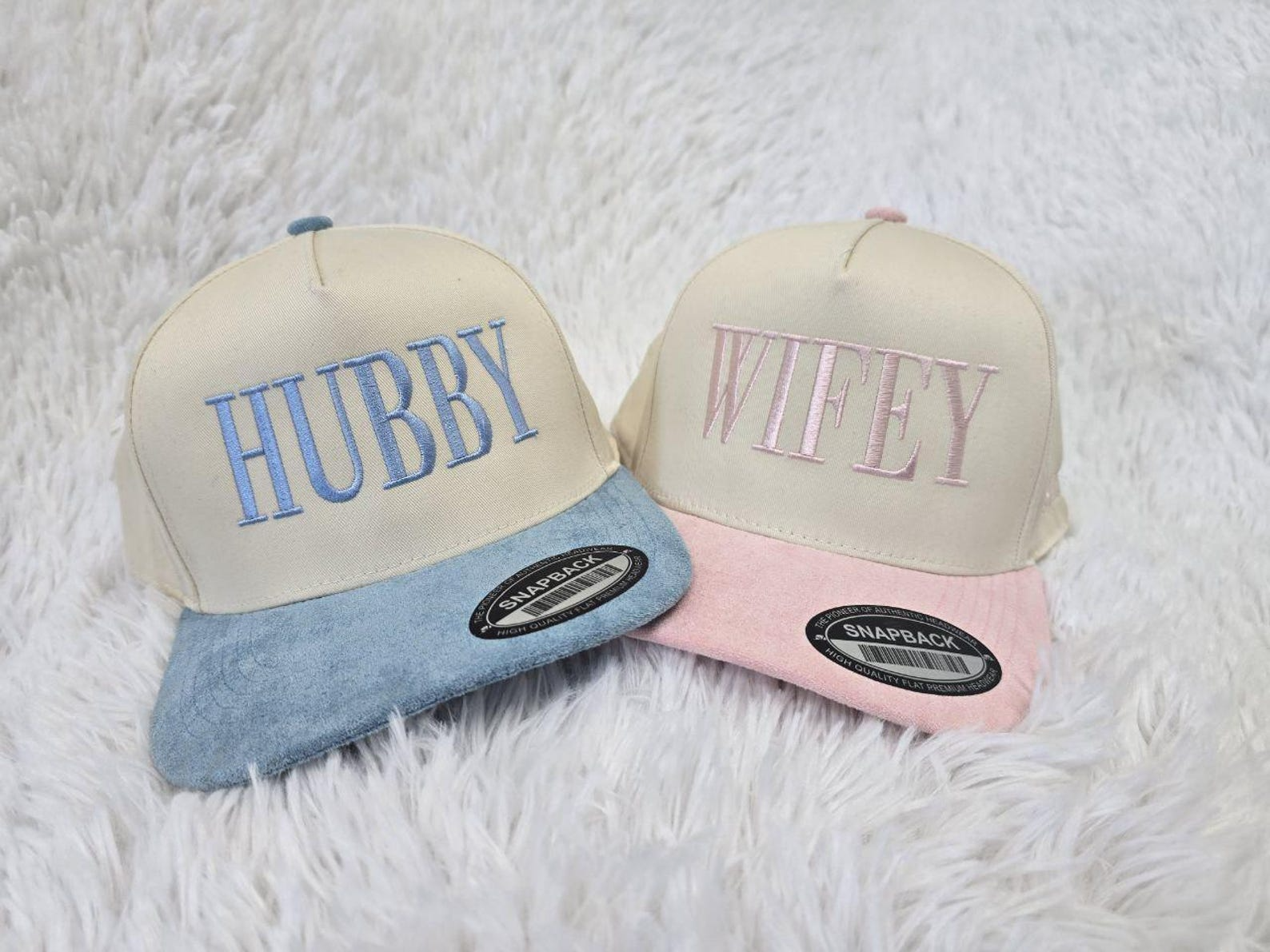 Embroidered Wifey Hubby Custom Year Two Tone Hat, Wedding Gift